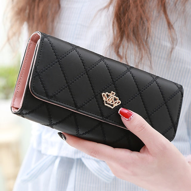 Gold Crown - Wallet Pink Emblem Women's with Quilted FashionChic