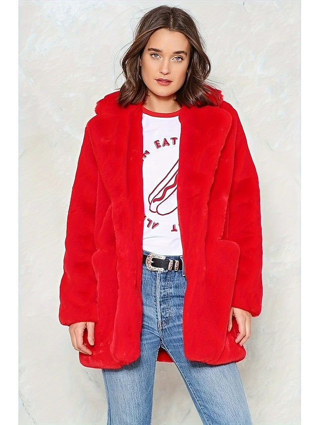 Knitting Faux Coat Pocket Warm Women's Comfortable Fur FashionChic