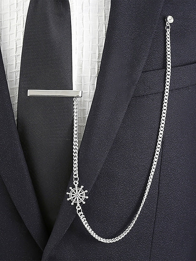 – Ship Silver Nautical with Tie Chain Design Wheel Men's FashionChic