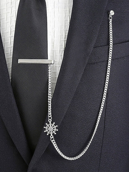 – Ship Silver Nautical with Tie Chain Design Wheel Men's FashionChic