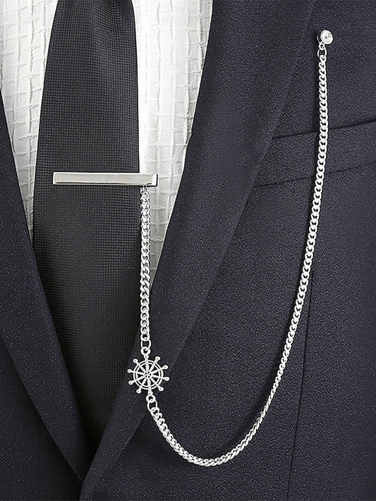 – Ship Silver Nautical with Tie Chain Design Wheel Men's FashionChic