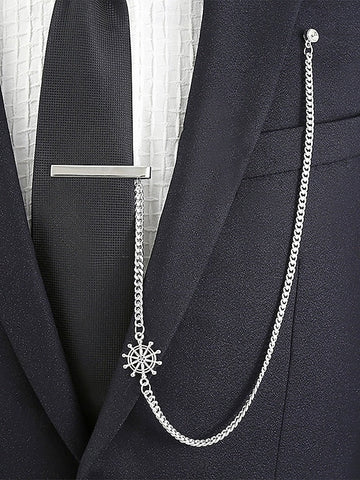 – Ship Silver Nautical with Tie Chain Design Wheel Men's FashionChic