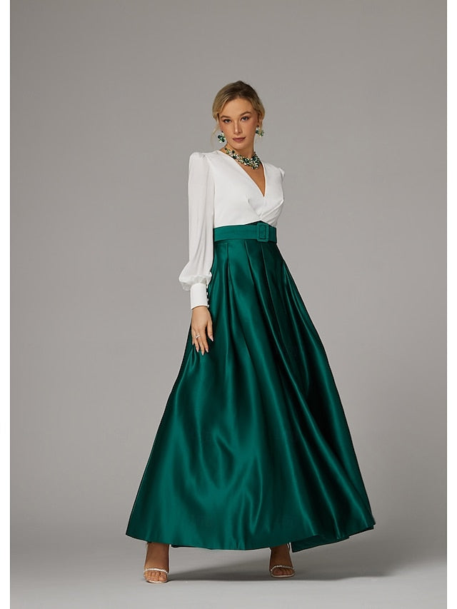 Gown Split Floor Evening Formal High Dress Wedding Guest A-Line FashionChic