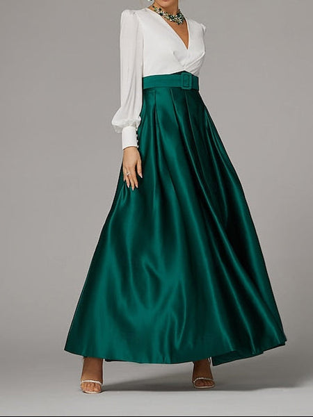 Wedding Guest Evening High Split Floor A-Line Formal Gown Dress FashionChic