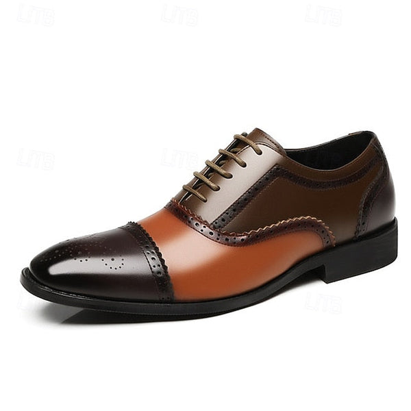 Brogue Black Shoes Brown Men's Faux and – Two-Tone FashionChic