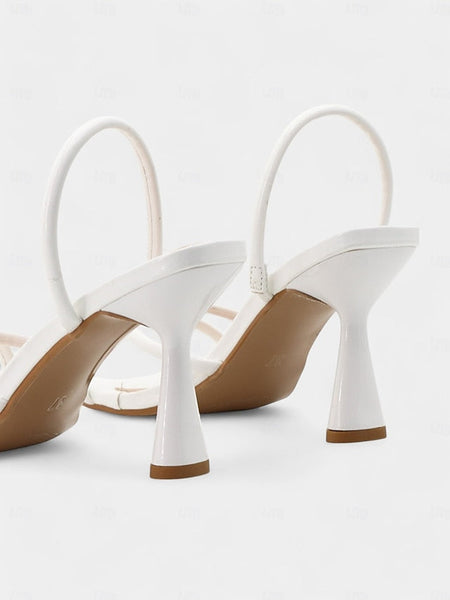 Design Square Toe – Sandals Strappy with Beige Heeled FashionChic