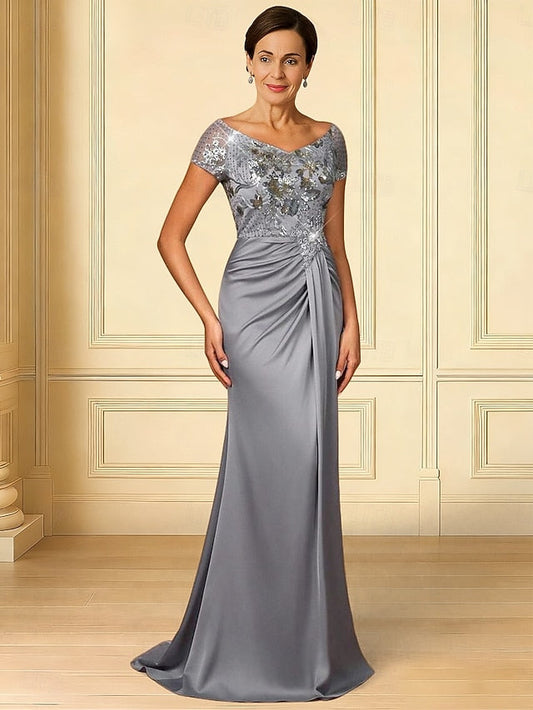 of / Elegant the Dress Bride Mother Mermaid Neck Trumpet Crew FashionChic