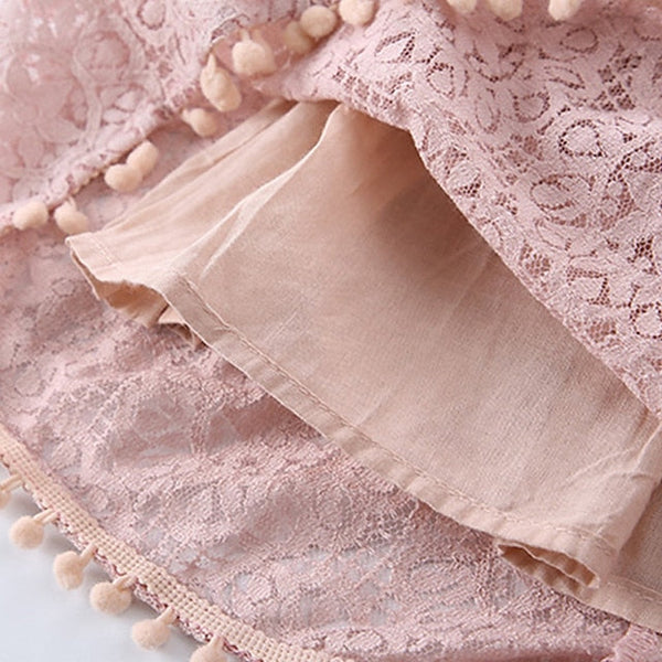 Girls' Party Solid Dress Color Short Sleeve Kids FashionChic