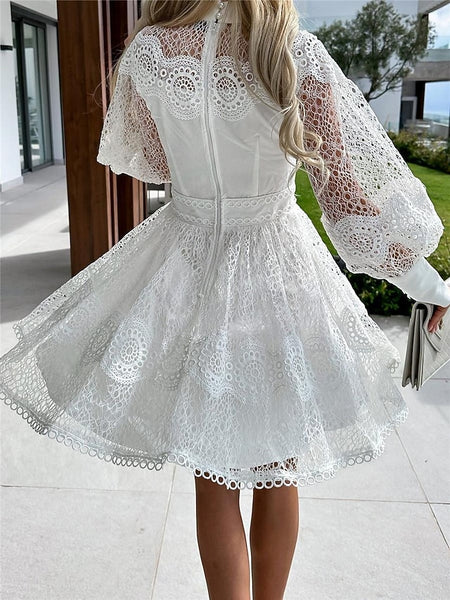 Women's Mini Dress White Dress Lace Dress Casual Dress A