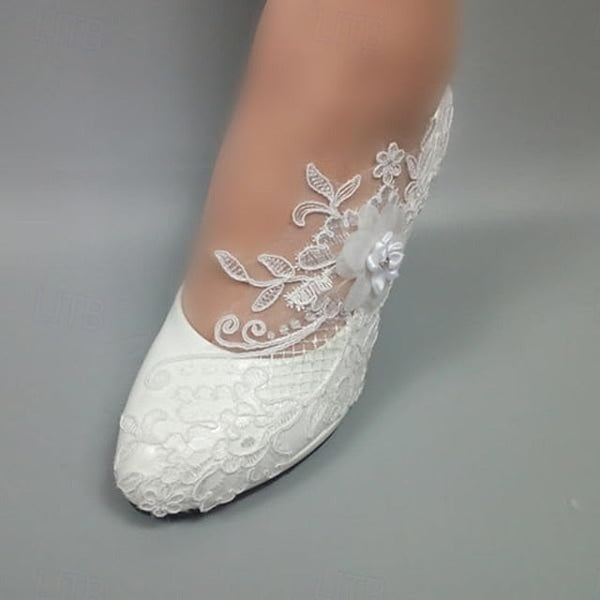 White Floral – Bridal Lace Wedding Heels Elegant Women's FashionChic
