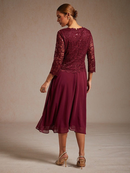 Women's Midi Dress Chiffon Dress Elegant Wedding Guest FashionChic