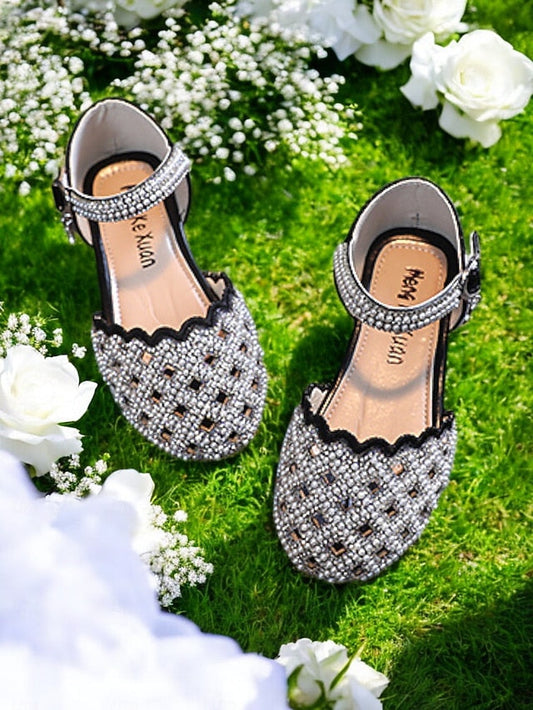 Sparkly Scalloped Jane �?Shoes Mary Girls' Rhinestone FashionChic