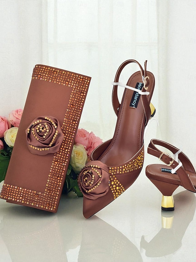 Set Women's Slingback Clutch - and Matching Gold Heels FashionChic