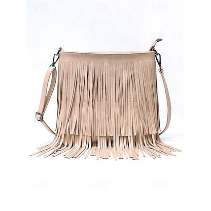 - Women's Leather Bag Faux Fringe Bohemian Crossbody FashionChic