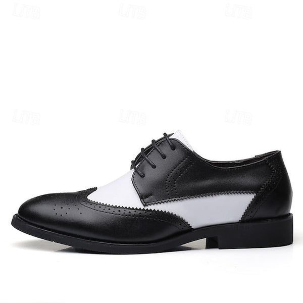 White Dress Brogue Black and with Oxford Shoes Men's FashionChic