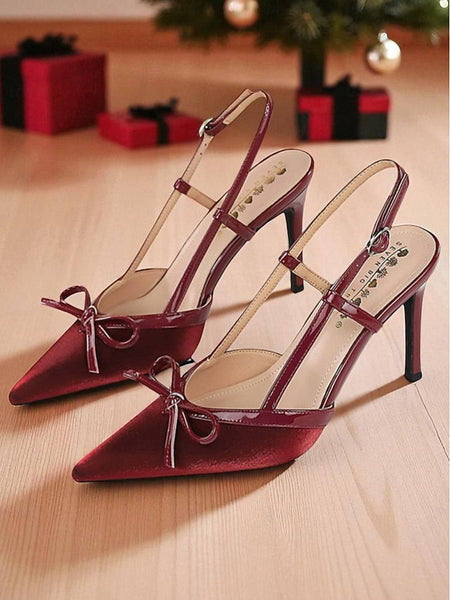 Green and Slingback Stiletto Red Heels Women's Pointed - FashionChic