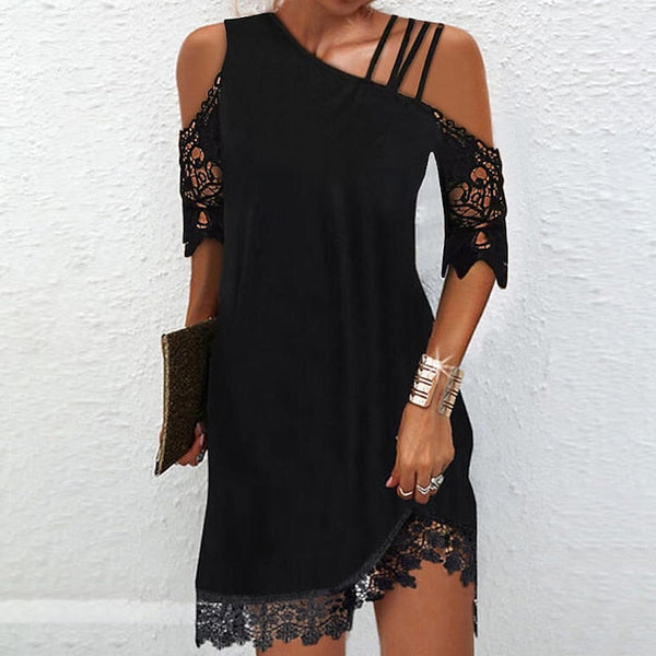 Women's Mini Dress Lace Dress A Line Dress Black Cocktail FashionChic