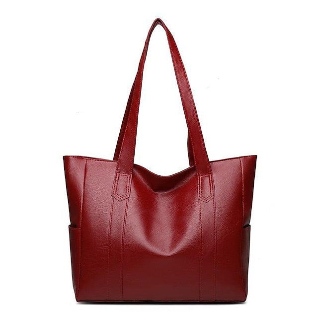 Bag Black – Leather Large Faux Women's Tote Stylish FashionChic