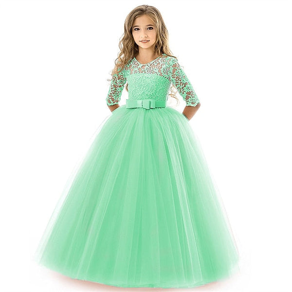 Girls' Flower Sleeve Kids Half Dress Girl Wedding FashionChic