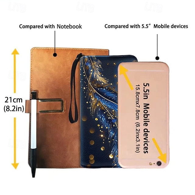Women's with Gilded Large Capacity Wallet Feather Print FashionChic