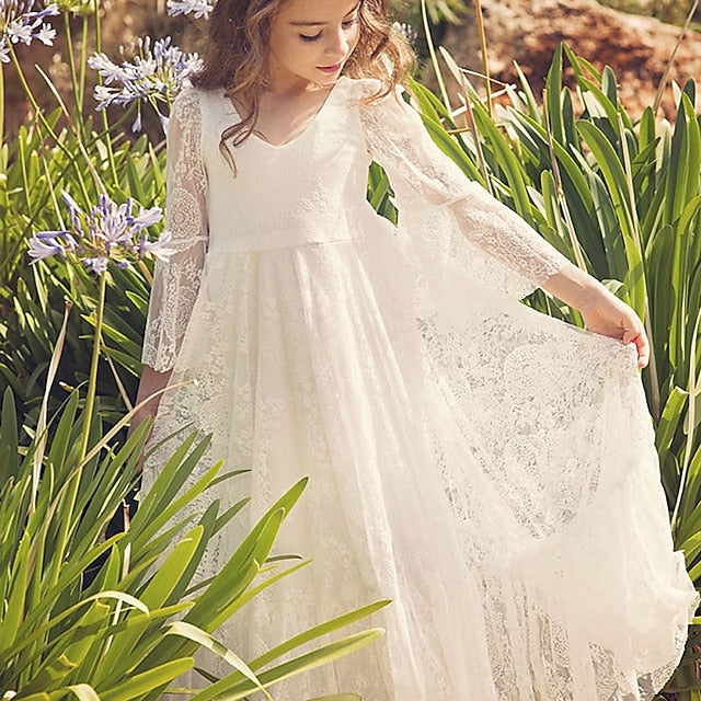 Kid's Flower Lace Dress Girls' Girl Formal FashionChic