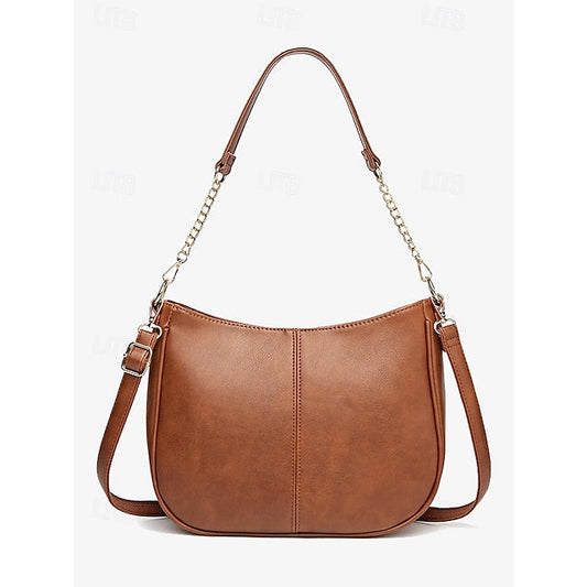 Bag Shoulder Leather Women's Chain Brown Gold Faux with FashionChic