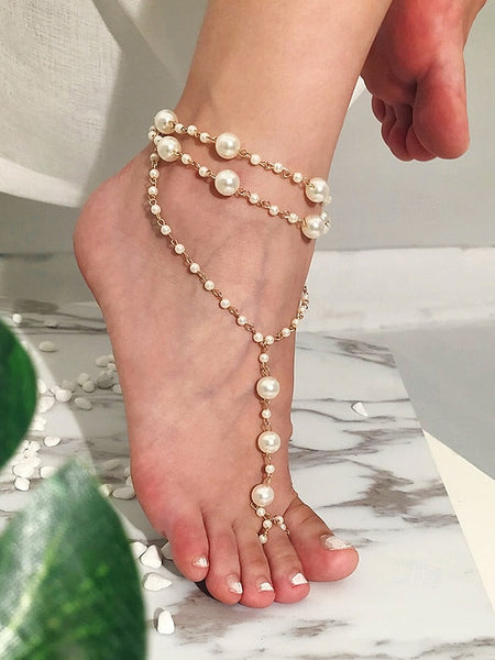 Elegant Foot Bracelet Chain – Pearl Ankle Women's FashionChic