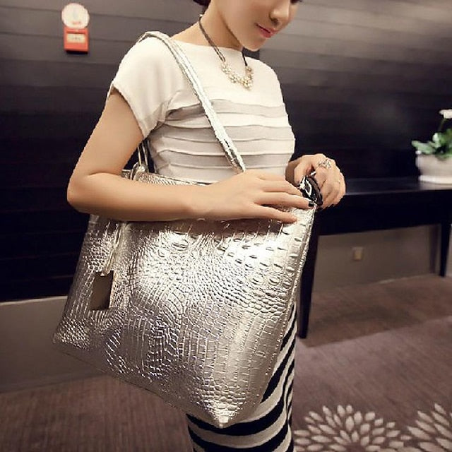 Shoulder Leather Tote Women's Nylon PU Bag Outdoor FashionChic