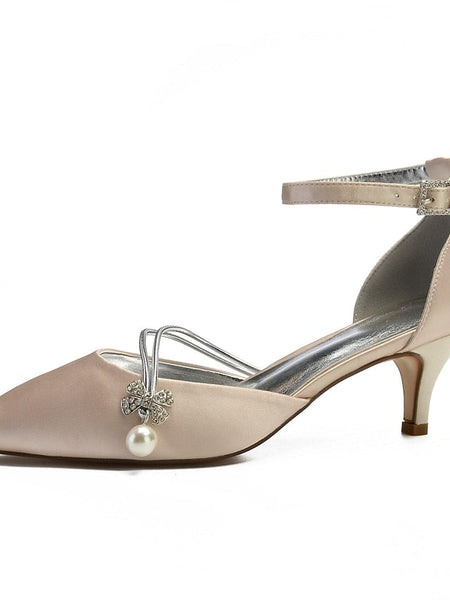 Heels Dark with Kitten and Women's Satin Blue Pearl FashionChic