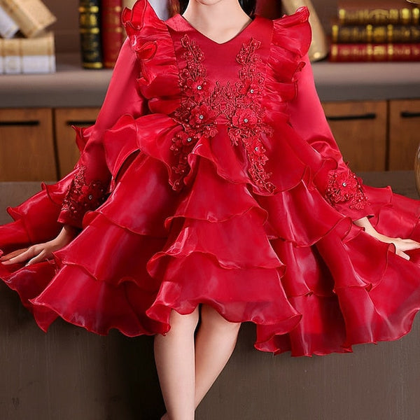 Long Wedding Party Kids Special Dress Sleeve Flower Girls' FashionChic
