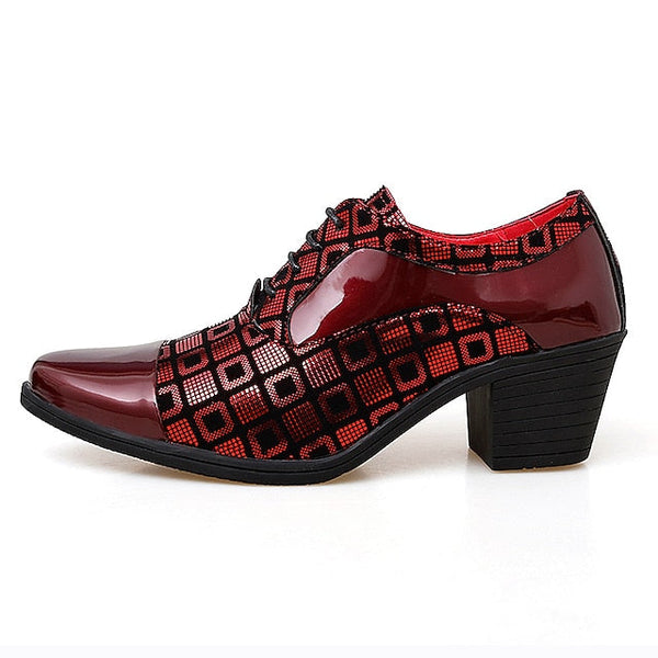 Heel Oxford Men's Patent Shoes and Red Leather Black Block FashionChic