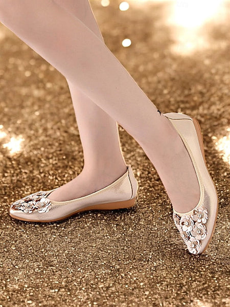 Women's – Floral Embellished Comfortable Foldable Flats FashionChic