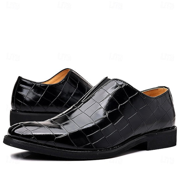Shoes Pattern Men's Burgundy – Dress Crocodile Slip-On FashionChic
