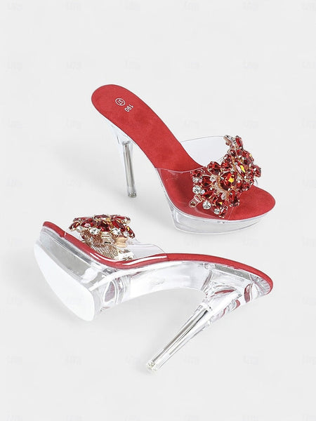 Clear Platform – Rhinestone Embellished Heels Women's FashionChic