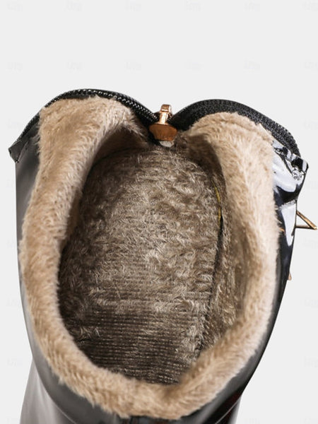 Stiletto Ankle Boots Women's Fur with Faux Gold Lining Heel FashionChic