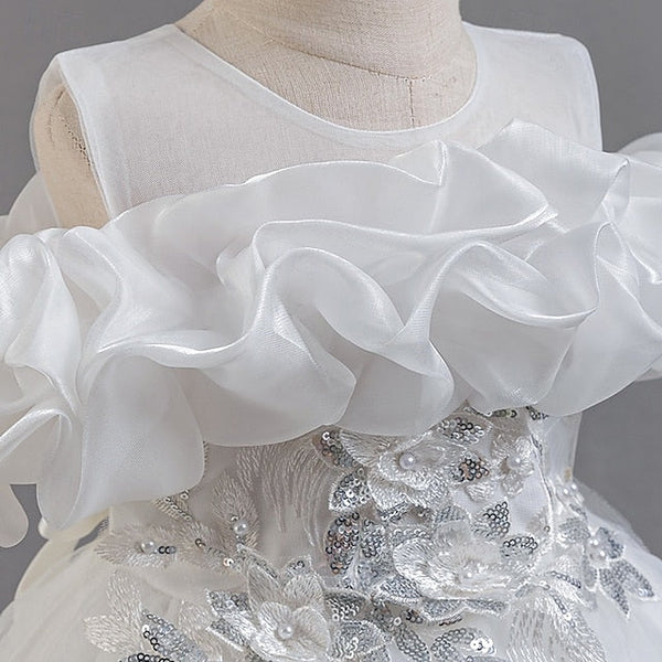 Dress Floral Sleeve Wedding Girls' Short Kids Party Flower FashionChic