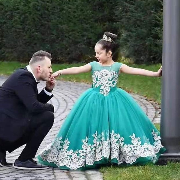 Kids Colored Girl Flower Dress Floral Solid Girls' FashionChic