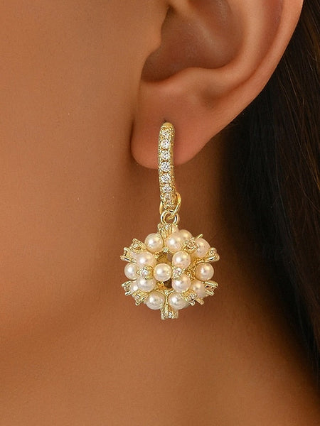 - String Gold Imitation Pearl Plated Women's Earrings FashionChic