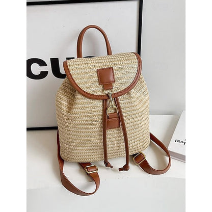 Straw Rattan Women with Bag Woven – Boho for Backpack Travel FashionChic