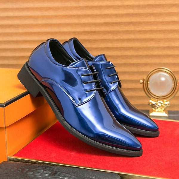for Formal Green Glossy Men Lace-Up Shoes Patent Leather – FashionChic