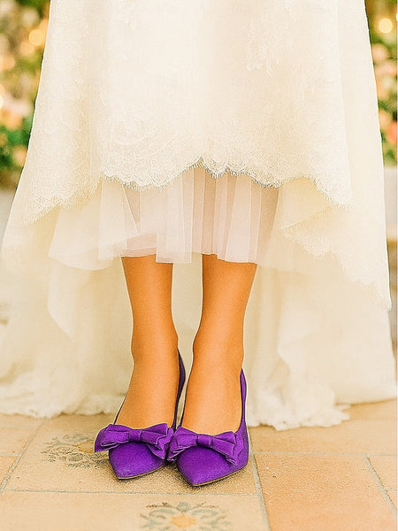 Bow Women's Green - Elegant Toe Satin Pointed Flats FashionChic