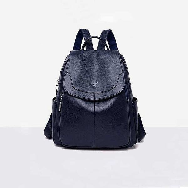 Faux Backpack Leather with Women's Burgundy Flap Closure FashionChic