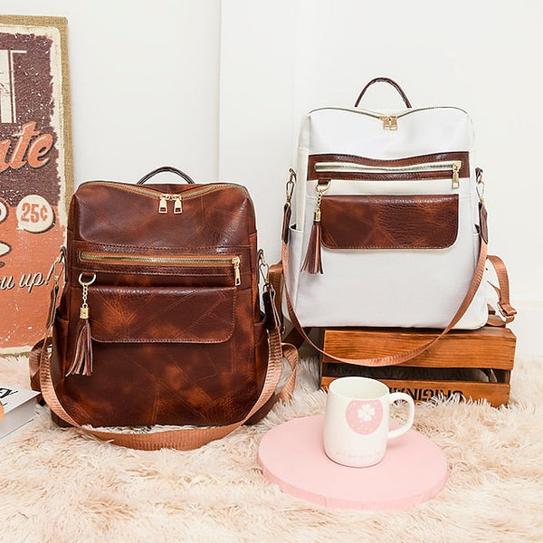 and Vintage Backpack Leather Tassel Purse with Women's Faux FashionChic