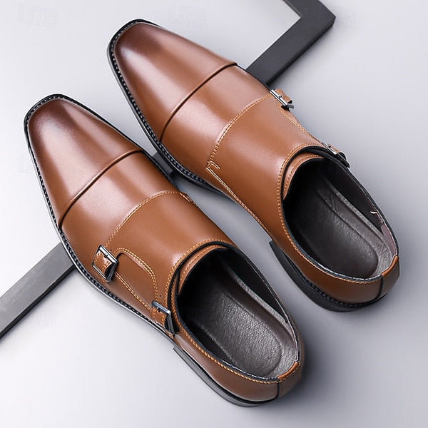 Strap Double – Men's Leather Elegant Shoes Monk Dress FashionChic