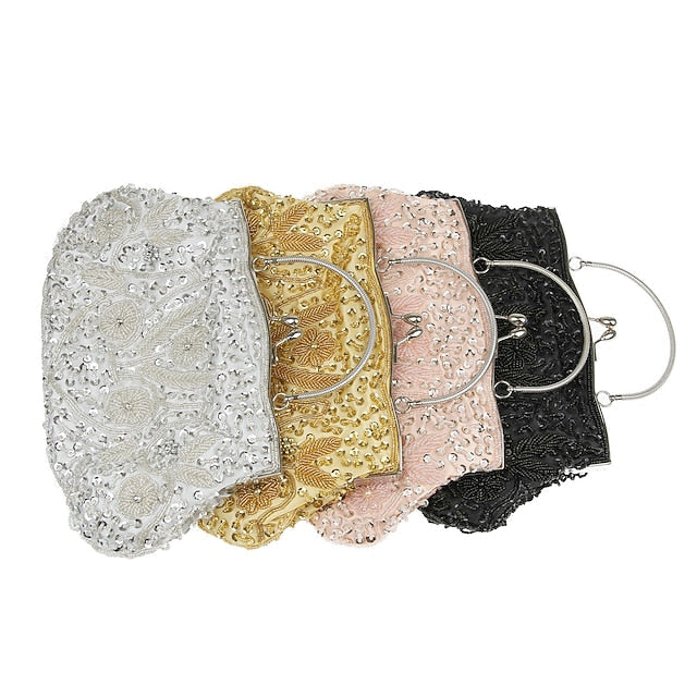 Vintage Evening Clutch Beaded Purse White Women's – FashionChic