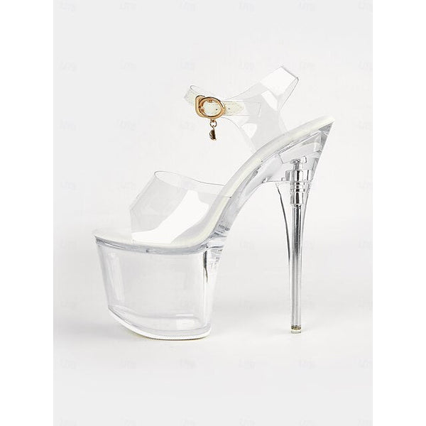 with Strap - Platform Transparent Clear Sandals High Ankle Heel FashionChic