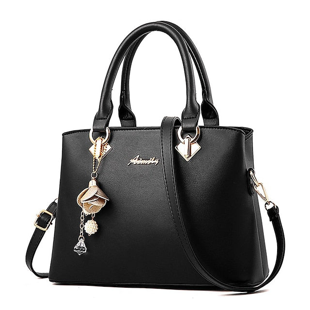 White Faux Handbag Gold Women's with Elegant Leather FashionChic
