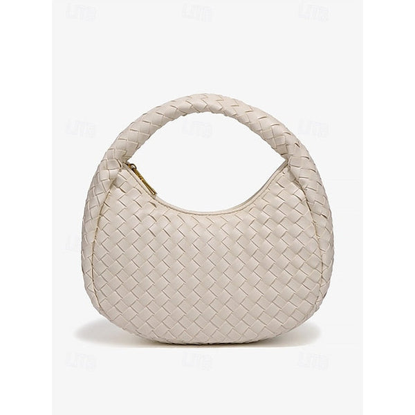 Leather Elegant Woven Chic Bag Women's Hobo – Round Ivory FashionChic
