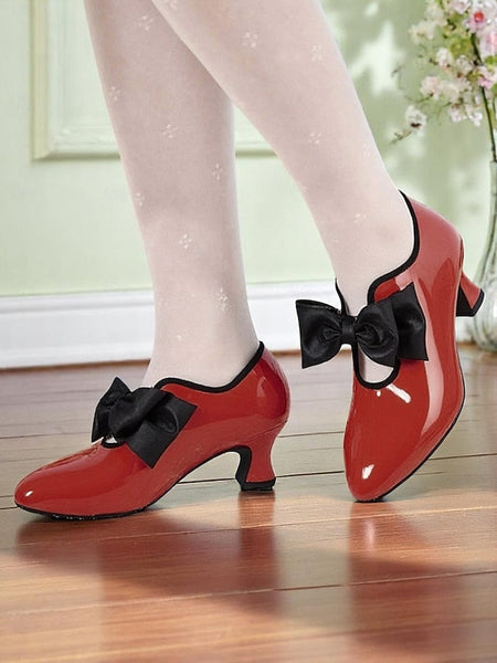 Red Women's Vintage Low Patent Shoes – 1920s Heel Leather FashionChic