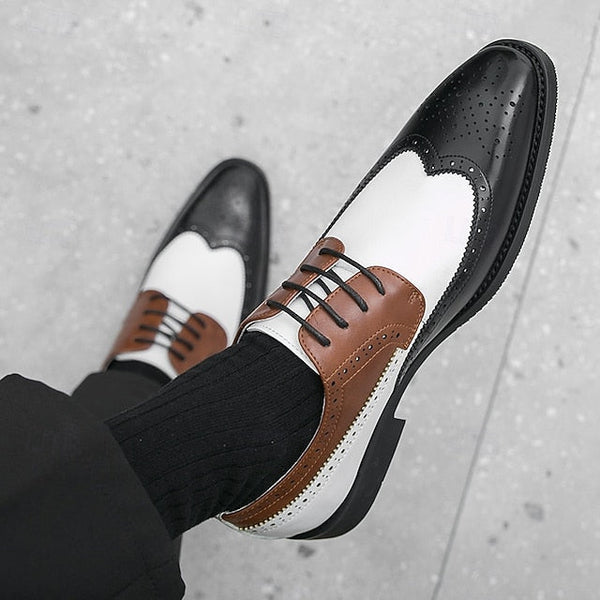 White Men's Wingtip Dress and with Brown Oxford Shoes FashionChic